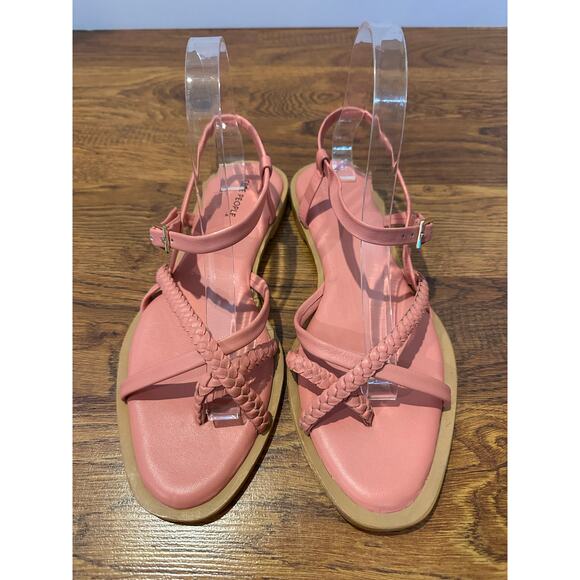 Free People Women's Sunny Day Braided Leather Sandals – Pink – Size 8.5 - Picture 3 of 9